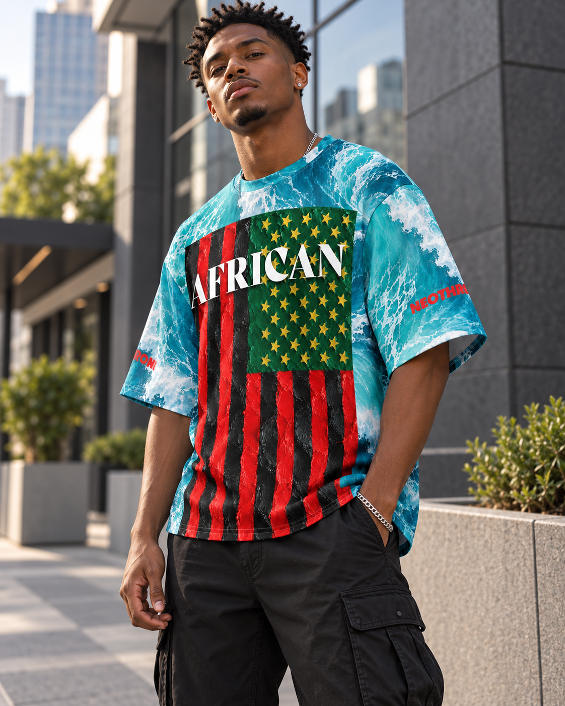 African American Flag Oversized Cotton T-shirt