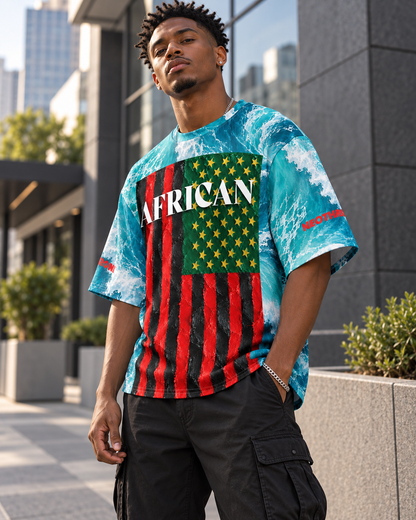 African American Flag Oversized Cotton T-shirt