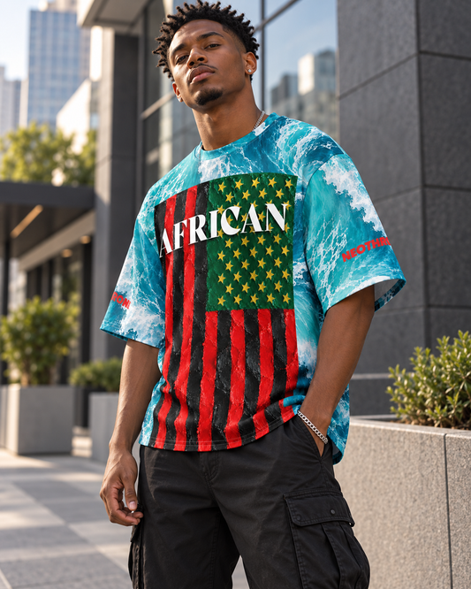 African American Flag Oversized Cotton T-shirt